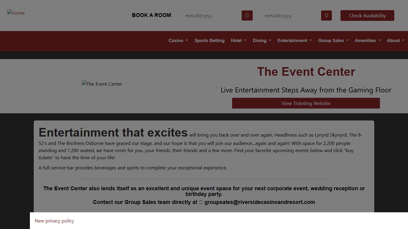 Event Center Concerts and Entertainment Riverside Casino & Golf Resort® - Riverside, IA